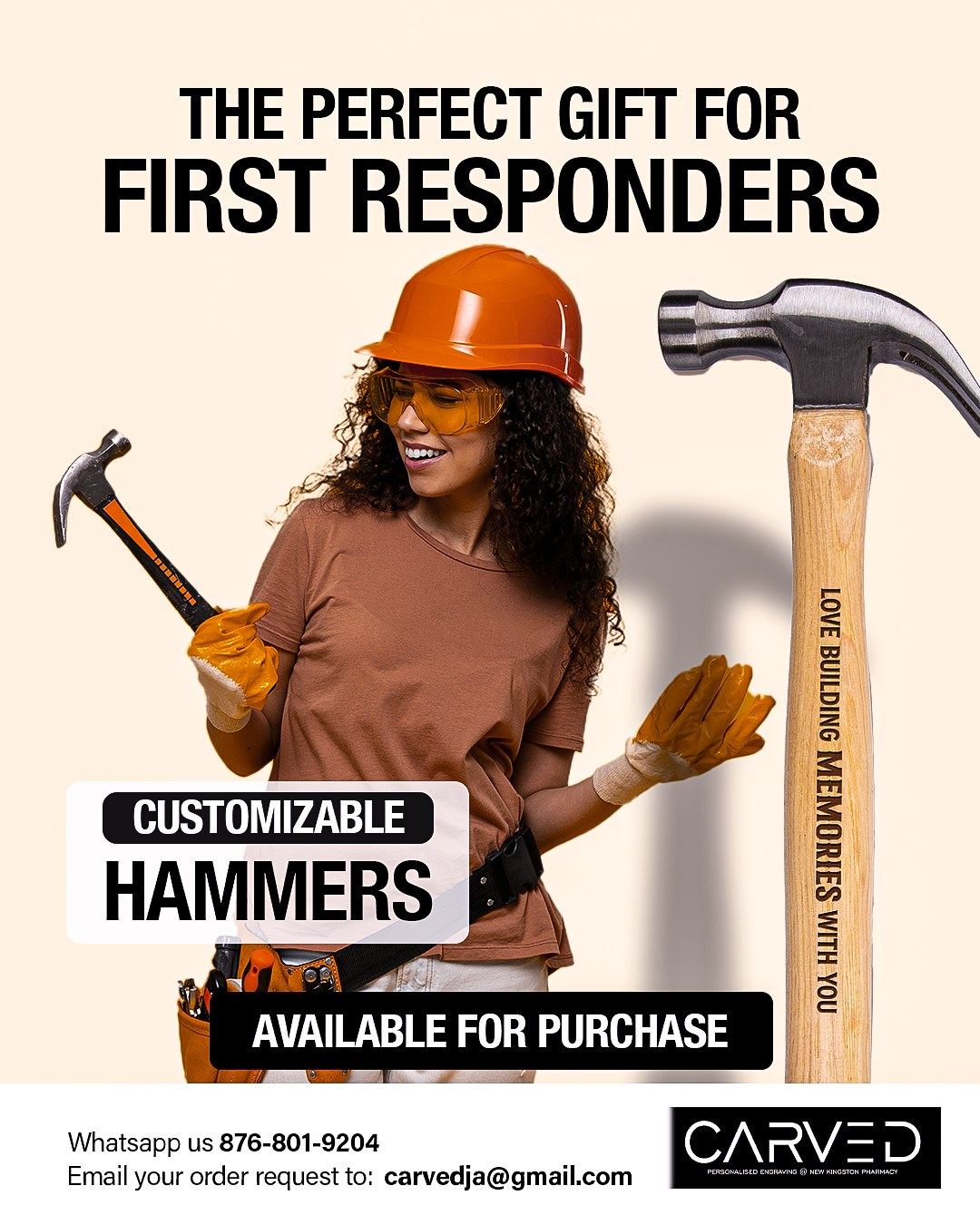 Personalized hammer engraved as a thank-you gift for first responders and linemen