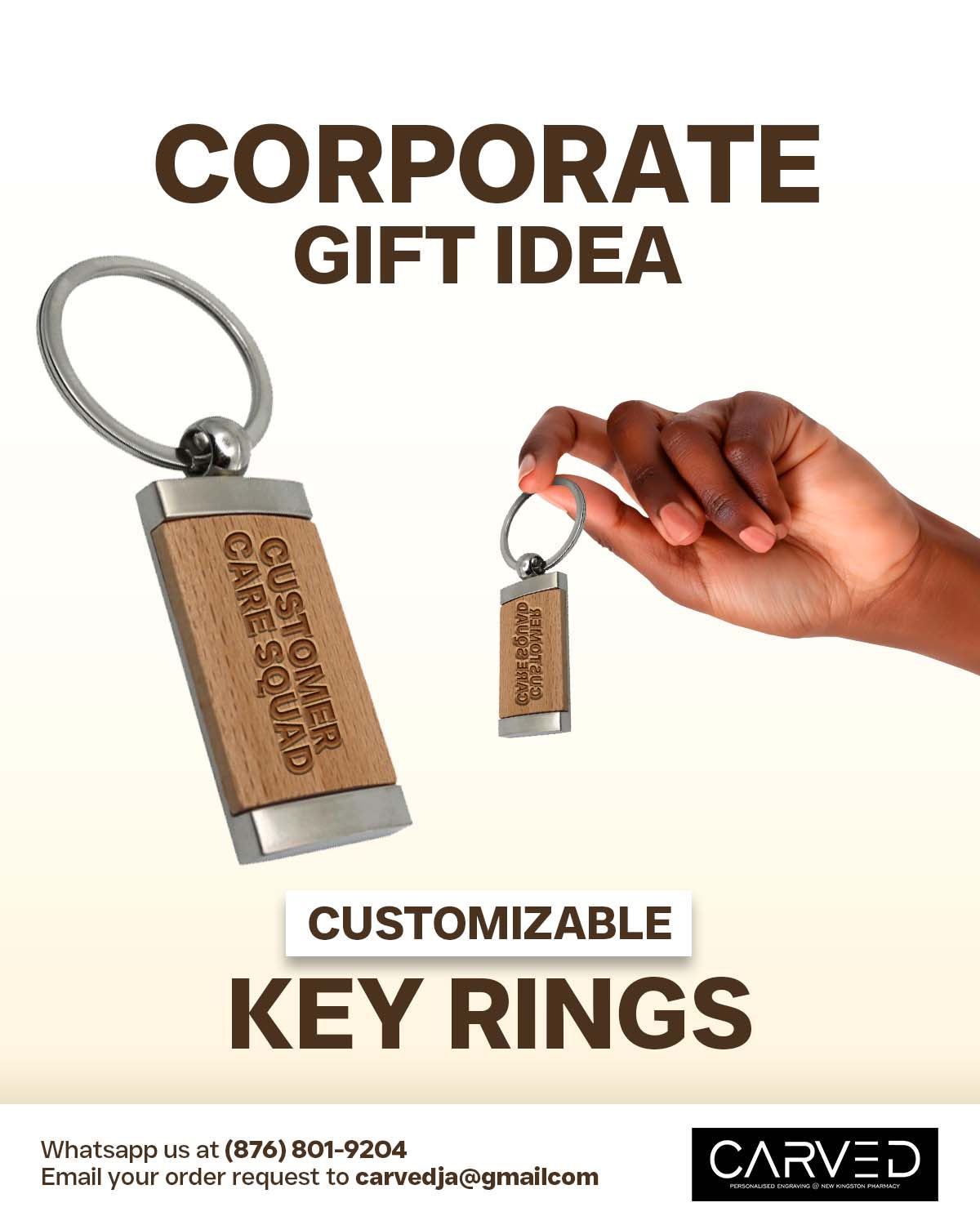 Corporate branded keyrings engraved for client gifts, staff appreciation and events