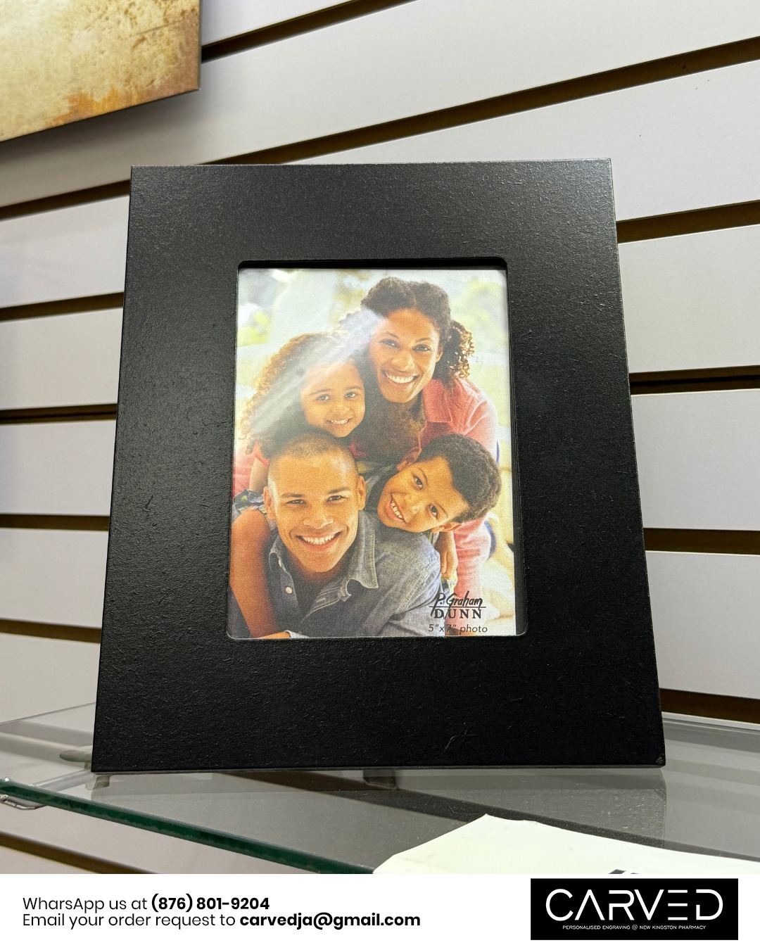 Personalized engraved wooden picture frame, made to hold a name, date, or special message